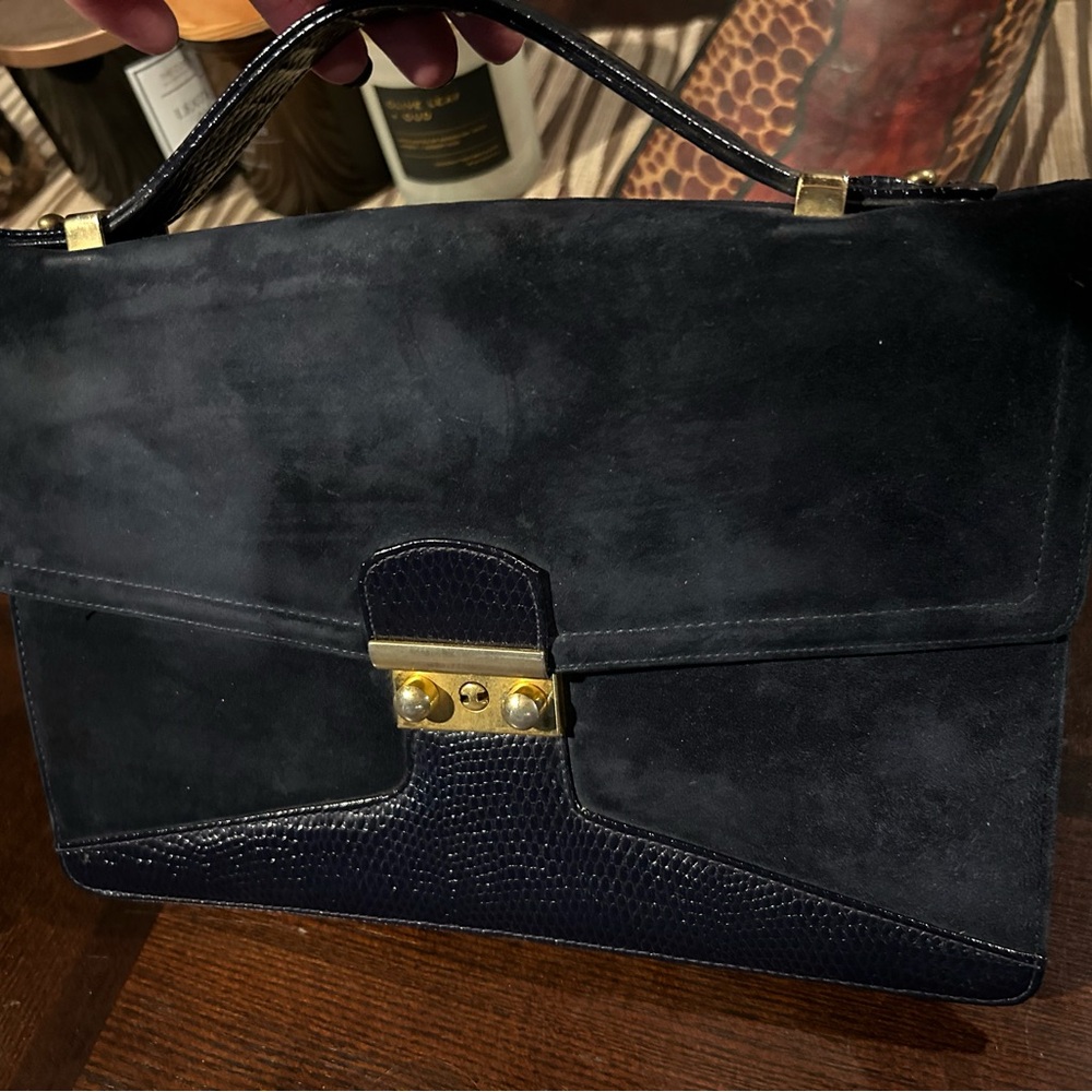 Vintage Saks Fifth Avenue Suede and Croco Leather Handbag